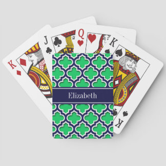 Emerald Navy Moroccan #5DS Navy Name Monogram Playing Cards