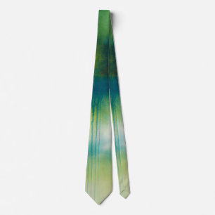 Emerald Nebula Drip Green Blue Abstract Art Men’s Neck Tie
