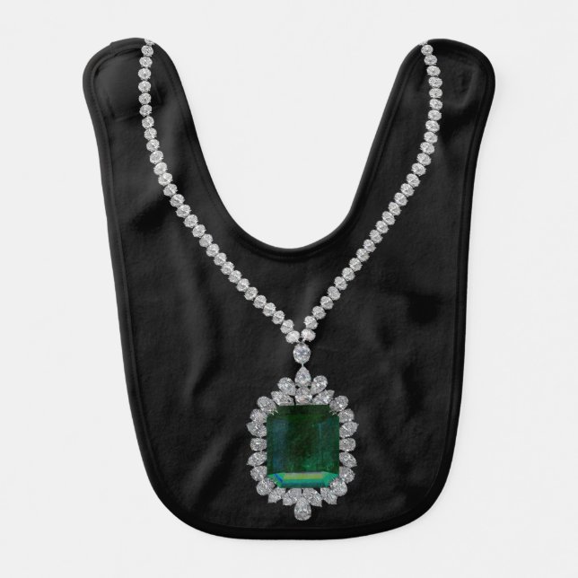 Emerald Necklace May Birthstone Baby Bib (Front)
