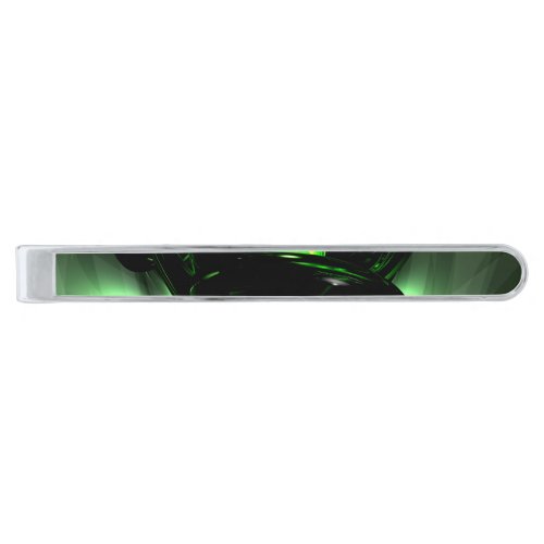 Emerald Nigthmares Abstract Silver Finish Tie Bar