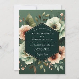 Emerald Nocturnal Bloom Wedding Invitation