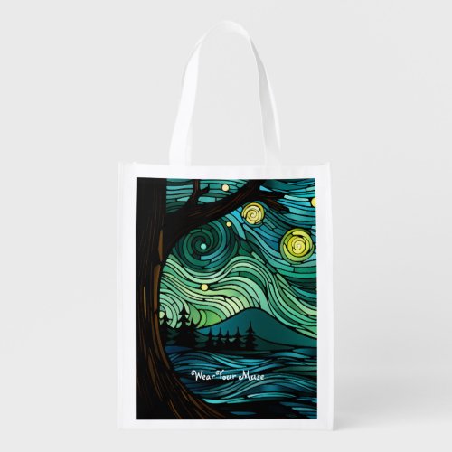Emerald Nocturne Grocery Bag