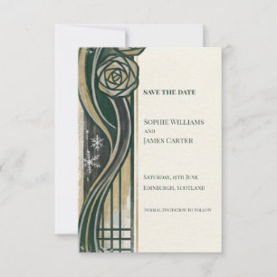 Emerald Nouveau Save The Date Card