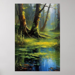 Emerald Oasis, Alluring Shades of a Swampy Forest Poster