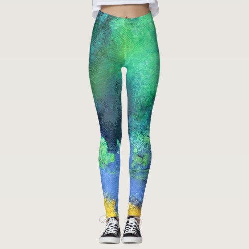 Emerald Ocean beautiful abstract Leggings