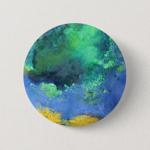 Emerald Ocean seascape in aquamarine Button
