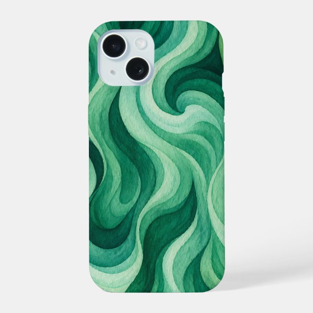 Emerald Ocean Swirl Abstract Wave Pattern Iphone Case (Back)