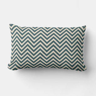 Emerald Off-White Chevron Geometric Pattern Lumbar Pillow