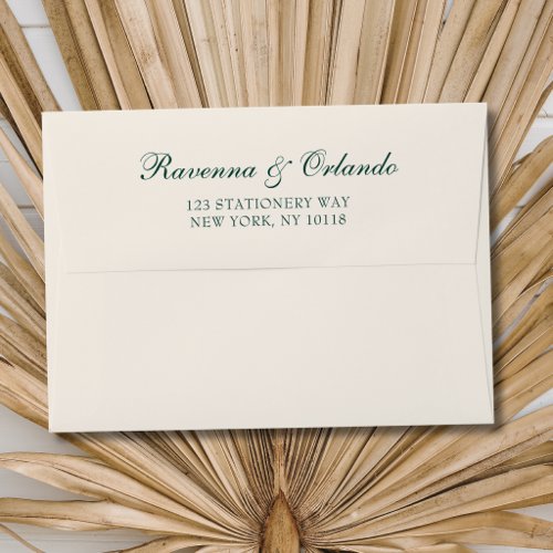 Emerald Old Money Aesthetic Boho Wedding Envelope