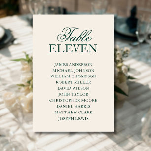 Emerald Old Money Clean Wedding Seating Chart Table Number
