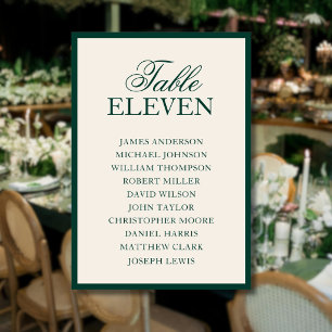Emerald Old Money Timeless Wedding Seating Chart Table Number