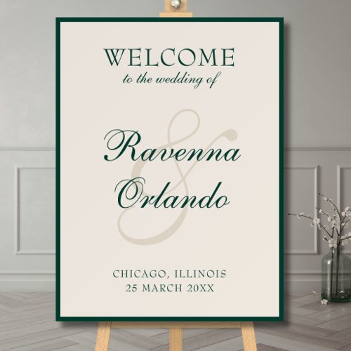 Emerald Old Money Timeless Wedding Welcome Foam Board