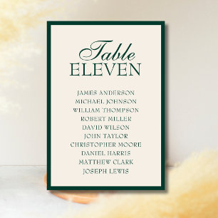 Emerald Old Money Wedding Seating Chart Table Number