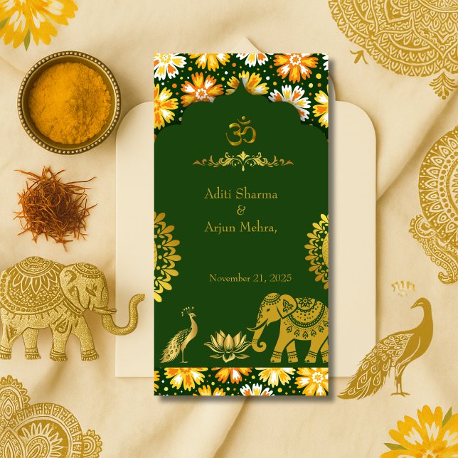 Emerald Om Hindu Wedding Table Paper Guest Towels (Creator Uploaded)