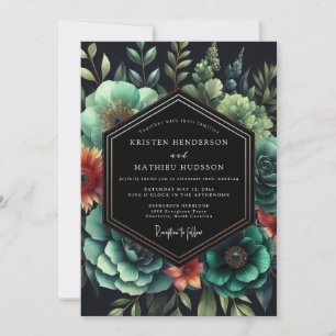 Emerald Orange Nocturne Wedding Invitation