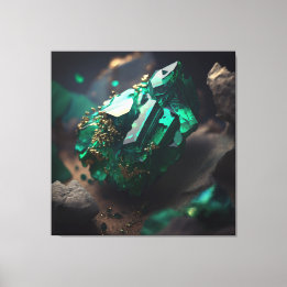 Emerald Ore Macro: Lush Shale Deposit Art Canvas Print