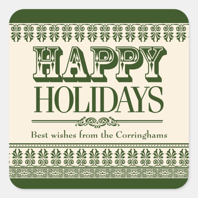 Emerald Ornate Borders Holidays Sticker (Front)