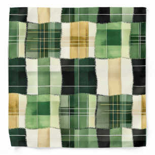 Emerald Patchwork Plaid Bandana