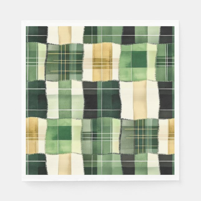 Emerald Patchwork Plaid Napkins (Front)