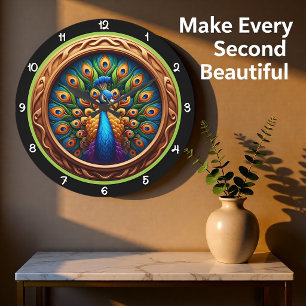Emerald Peacock Radiant Heritage Large Clock