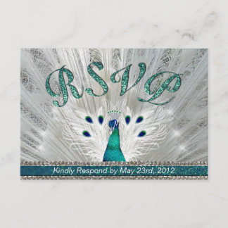 Emerald Peacock RSVP Card