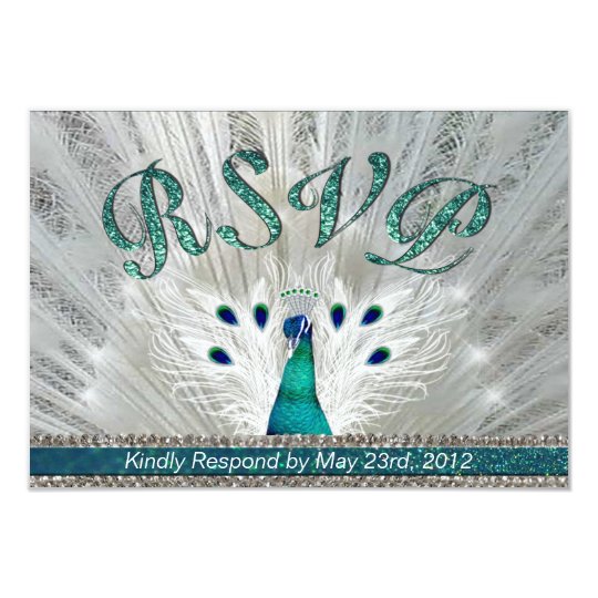 Emerald Peacock RSVP Card