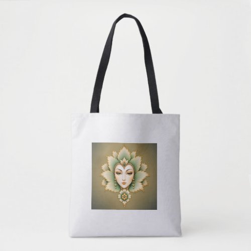 Emerald Persian Lady Tote Bag | Elegant Floral Fan