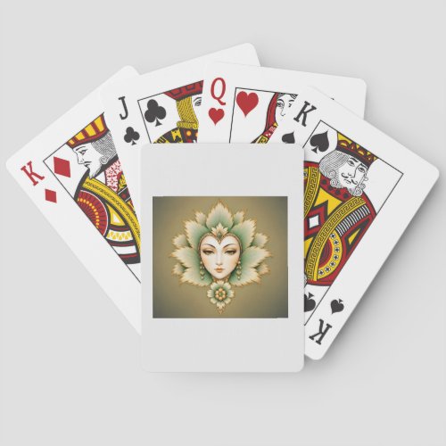 Emerald Persian Lady Tote Bag | Elegant Floral Fan Poker Cards