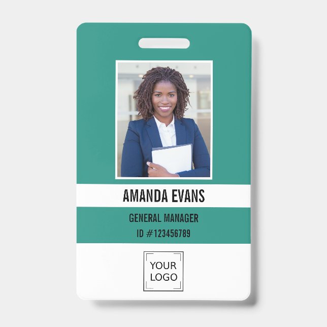 Emerald | Photo Employee Logo or QR CODE Security Badge (Front)