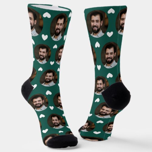 Emerald Photo of Boyfriend For Girlfriend Hearts  Socks