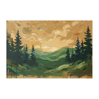 Emerald Pine Valley — Golden Age abstract cartoon Acrylic Print