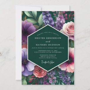 Emerald Plum Vivid Flora Wedding Invitation