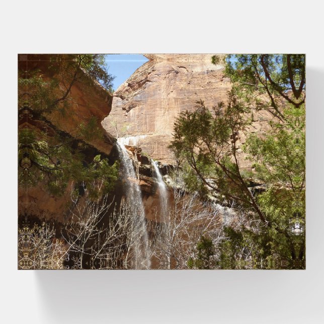 Emerald Pool Falls I from Zion National Park Paperweight (Front)