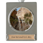 Emerald Pool Falls I from Zion National Park Silver Plated Banner Ornament