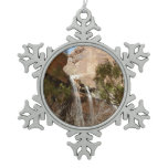 Emerald Pool Falls I from Zion National Park Snowflake Pewter Christmas Ornament