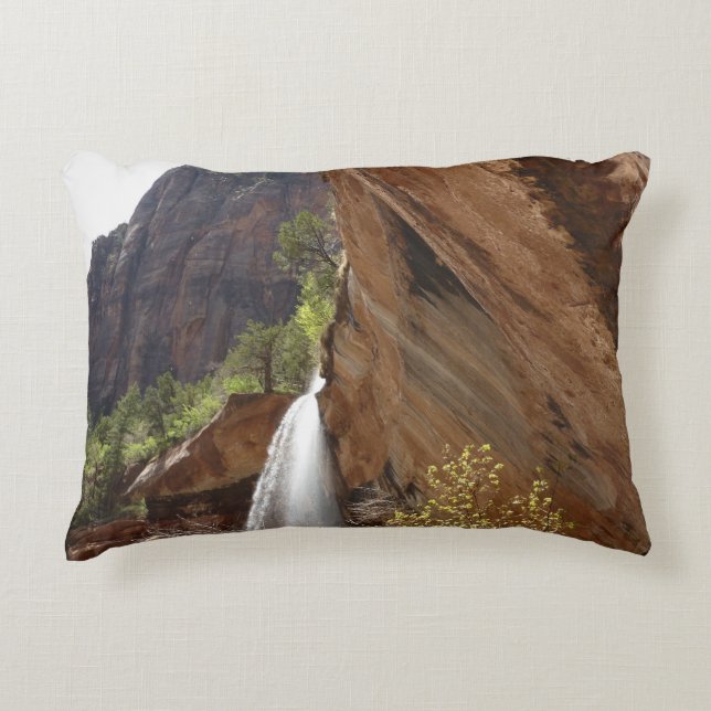 Emerald Pool Falls III from Zion National Park Accent Pillow (Front)