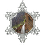 Emerald Pool Falls III from Zion National Park Snowflake Pewter Christmas Ornament