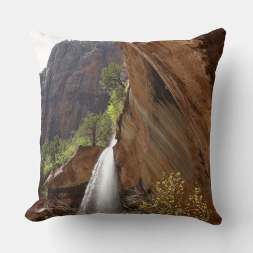 Emerald Pool Falls III from Zion National Park Throw Pillow