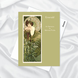 Emerald Precious Stones Series Alphonse Mucha Postcard