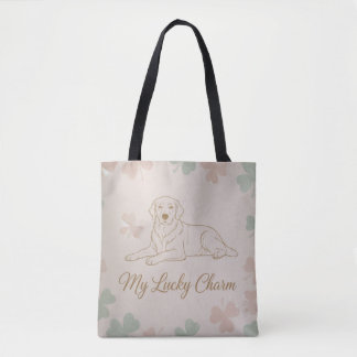 Emerald Pup Modern Geometric Golden Retriever Line Tote Bag