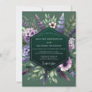 Emerald Purple Wildflower Wedding Invitation