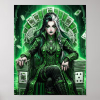 Emerald Queen of Spades Fantasy Poster