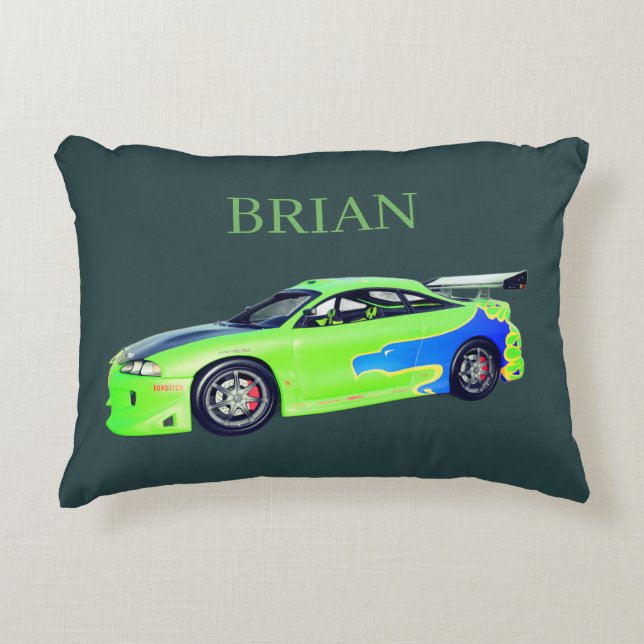 Emerald Roadrunner of the Verdant Horizon Accent Pillow (Front)