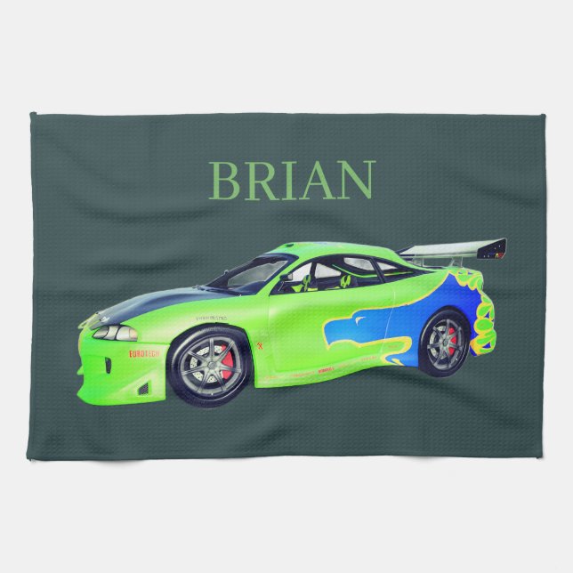 Emerald Roadrunner of the Verdant Horizon Kitchen Towel (Horizontal)