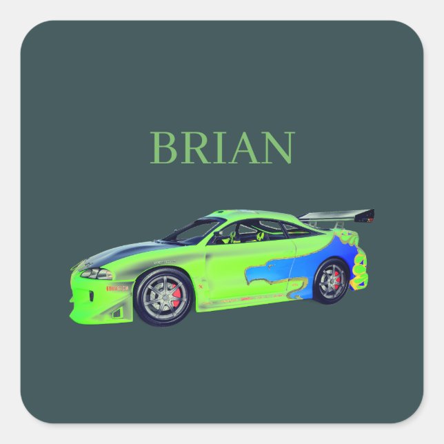 Emerald Roadrunner of the Verdant Horizon Square Sticker (Front)