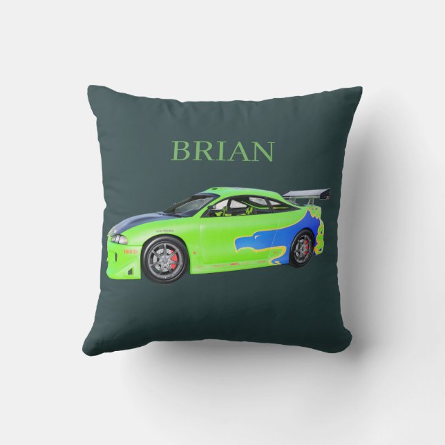 Emerald Roadrunner of the Verdant Horizon Throw Pillow (Back)