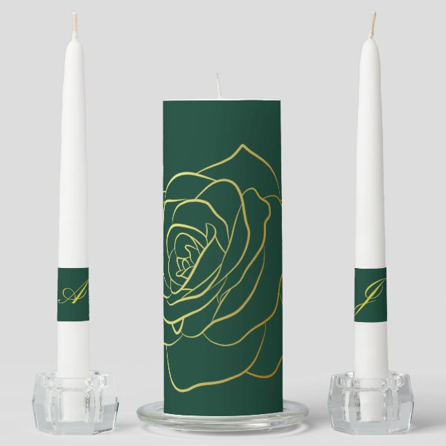 Emerald Romance wedding candles (Front)