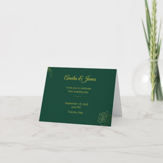 Emerald Romance Wedding Invitations (Front)