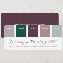 Emerald & Rose Gold Wedding Color Palette Card