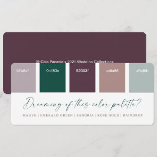 Emerald & Rose Gold Wedding Color Palette Card